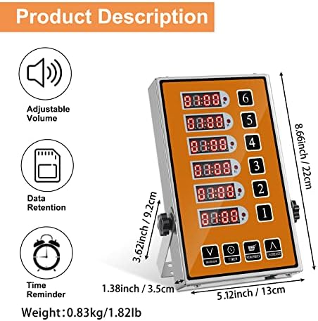6 Channel Commercial Kitchen Timer Digital Stainless Steel Timer - Image 5