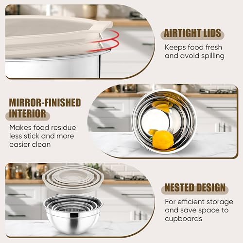 P&P CHEF Metal Mixing Bowls - Image 3