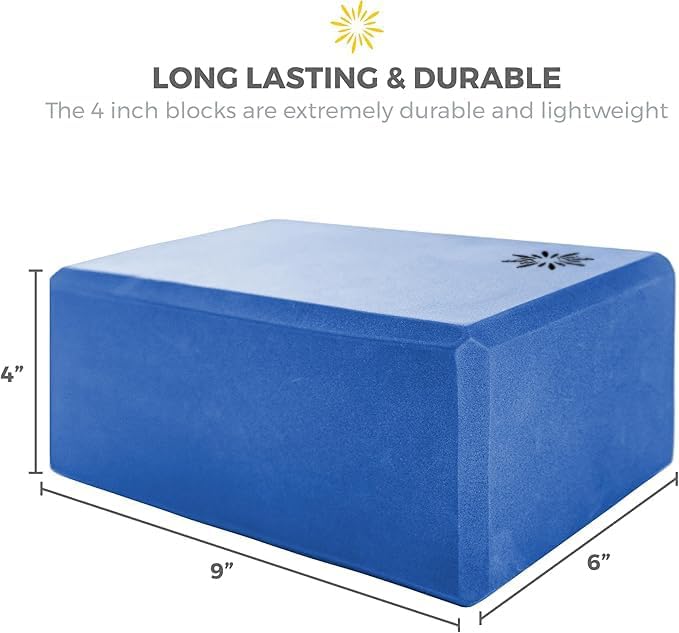 Sunshine Yoga 4" Yoga Block, 10 Pack Bulk EVA Foam Yoga Blocks, Firm and Supportive Yoga Brick, Balance Foam for Stretching, Pilates, and Workout, 4" x 6" x 9"