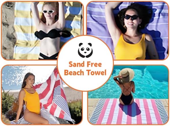 HAVLULAND Luxury Turkish Beach Towel - 100% Organic Cotton, Ultra-Soft, Quick-Dry & Sand-Free - Large, Lightweight & Absorbent for Travel & Pool Blanket