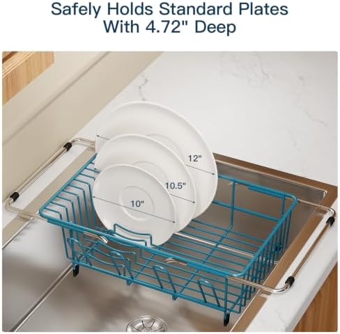 MAJALiS Blue Expandable Dish Drying Rack Over Sink - Image 7