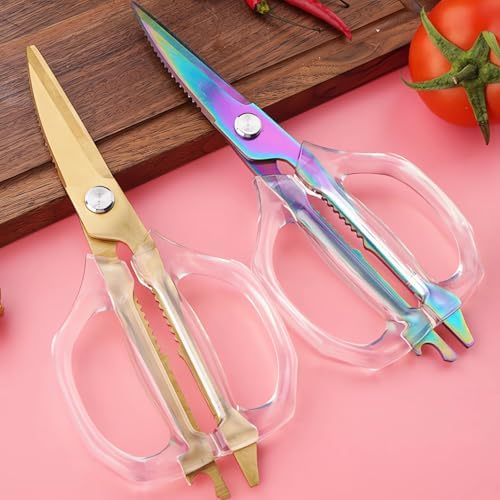 Jasni Transparent Handle Stainless Steel Sharp Powerful Kitchen Scissors - Image 3
