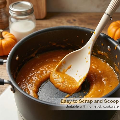 13Inch Silicone Cooking Spoon Spatula, Large Rubber Solid Slotted Spoon Set - Image 5