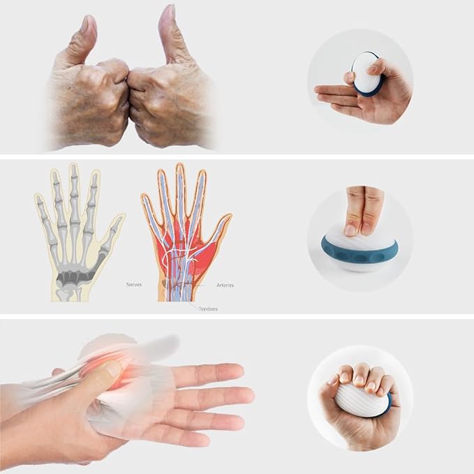 Hand & Finger Exerciser – Grip Strengthener with 2 Resistance Rings & Training Manual with 30+ Exercises – Strengthens Hand Muscles, Joints & Tendons for Rehab, Therapy & Training