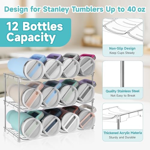 Stackable Water Bottle Organizer Large Compartment Water Bottle Holder - Image 4