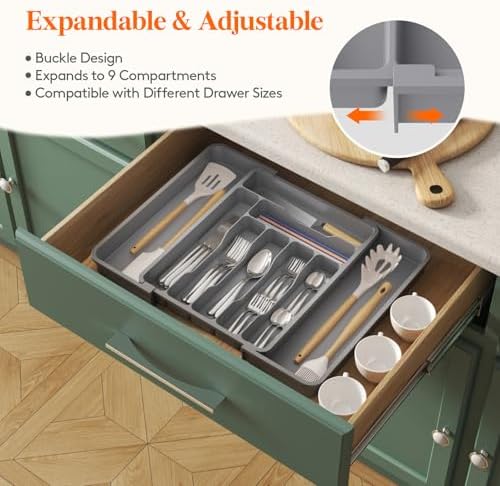 Lifewit Expandable Silverware Drawer Organizer, Kitchen Utensil Tray - Image 4