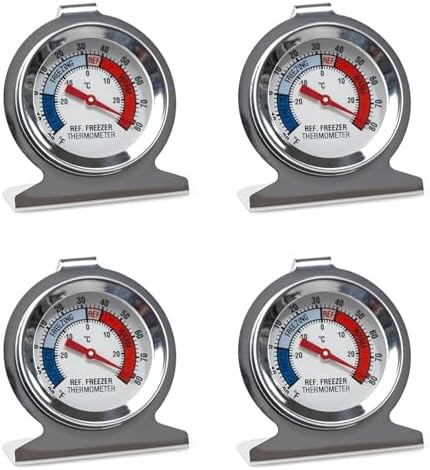 4 Pack Refrigerator Freezer Thermometer, Classic Series Large Dial Analog by Unknown