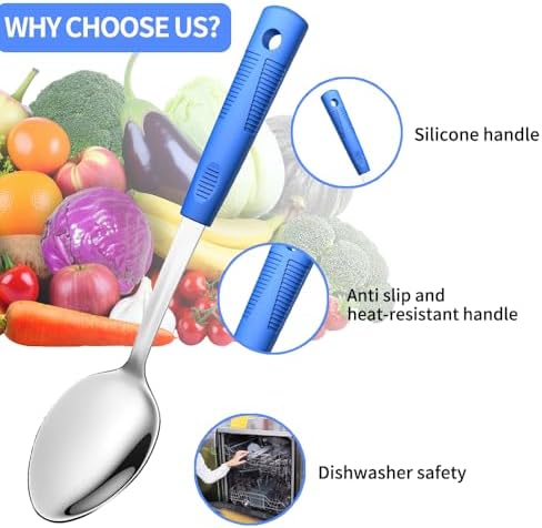 Serving Spoon Set with Silicone Handles, 2-Piece spoon - Image 4