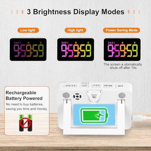 PERSUPER Kitchen Digital Timer, Count Down Up, Rechargeable, Vibration Mode - Image 4