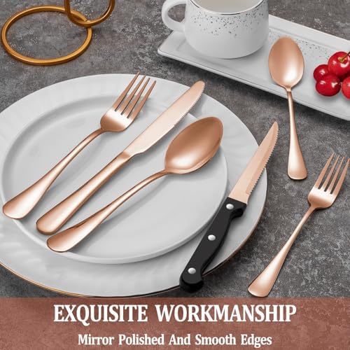 36 Pcs Rose Gold Silverware Set - Image 4