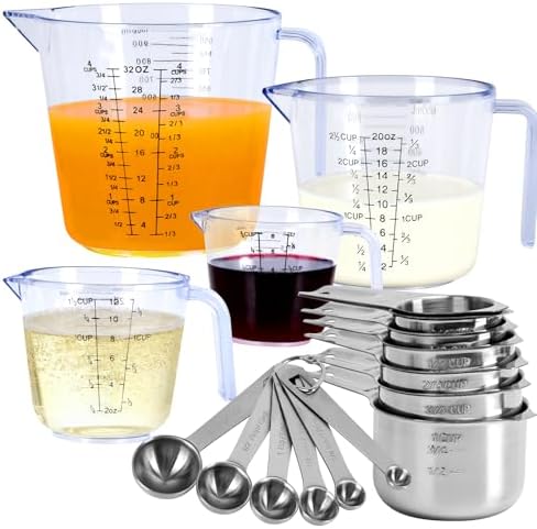 7x Stainless Steel Measuring Cups by Unknown