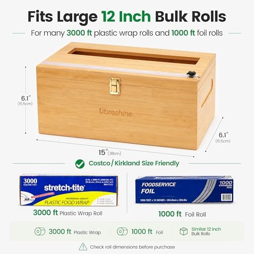 Libreshine 12-Inch Bamboo Plastic Wrap Dispenser - Image 4