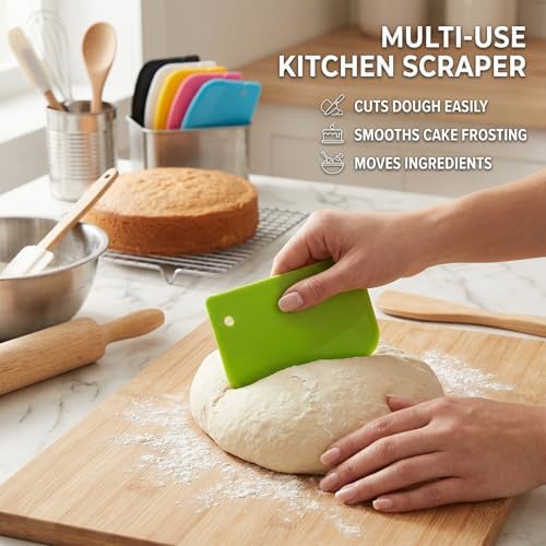 TIESOME 12PCS Dough Scraper, Plastic Thickened Bench Scraper - Image 4