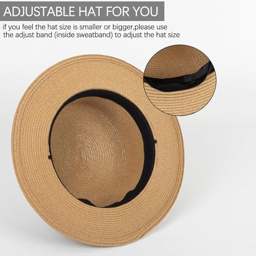 Straw Beach Sun Hat Pork-Pie Boater-Hat - Image 5