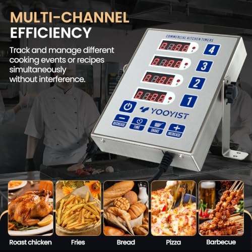 4-Channel Commercial Kitchen Timer Loud Alarm Digital Cook Timer - Image 3