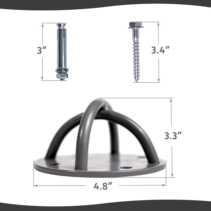 Ceiling Hooks - Industrial Strength Hold Up to 600 lbs, Includes Anchors & Bolts Yoga Starter Set - Suitable for Gym Rings, Suspensions, Indoor/Outdoor Use