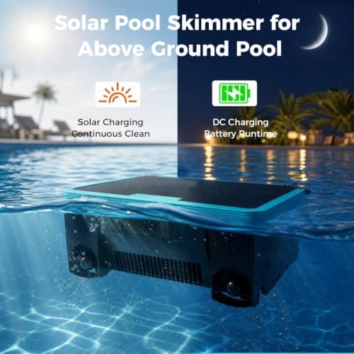 Pool Skimmer Robot, Over-Ground Robotic Pool Cleaner, Solar Powered Pool Vacuum - Image 2