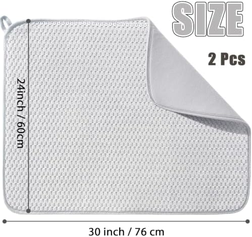 2 Pack Microfiber Dish Drying Mat, 30*24 inch Absorbent Dish Drainer Kitchen - Image 2