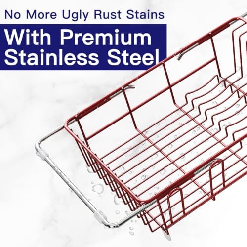 MAJALiS Red Expandable Dish Drying Rack Over Sink - Image 6