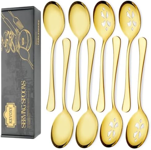 10-Inch 8 Piece Serving Spoon Set by KEYOXY