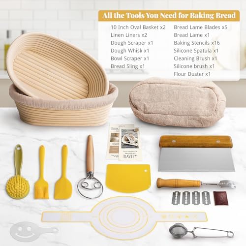 BAVIFY Sourdough Starter Kit, Banneton Bread Proofing Baskets Set - Image 6