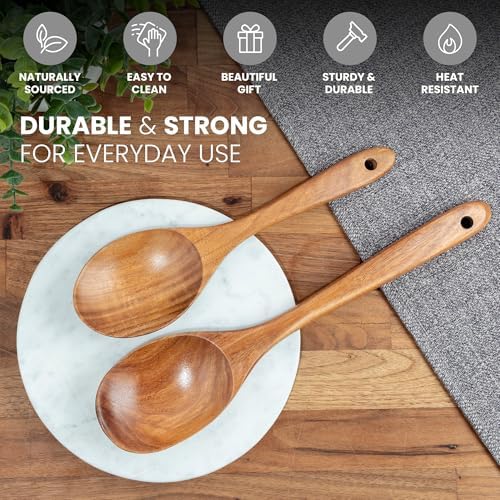 Zulay Kitchen Teak Wood Utensil Set - Image 3