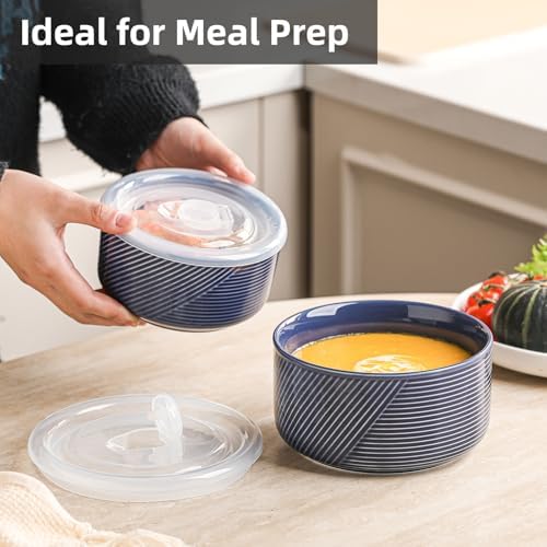Ceramic Nesting Bowls with Lid, Microwave Safe - Image 7