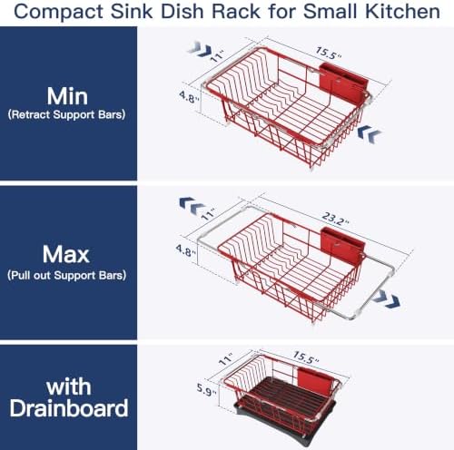 JASIWAY Red Dish Drying Rack in Sink - Image 5