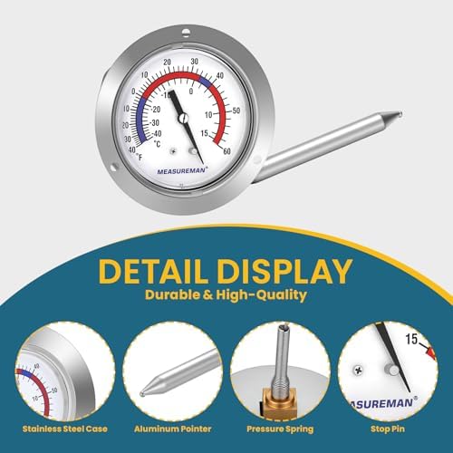 MEASUREMAN Vapor Capillary Flanged Panel Mount Refrigeration Thermometer - Image 2