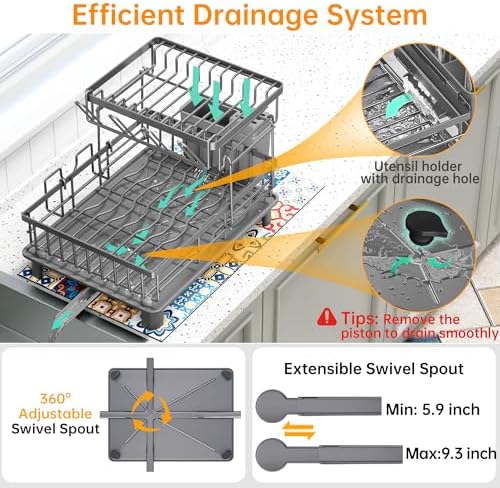 2 Tier Large Detachable Dish Drying Rack - Image 4
