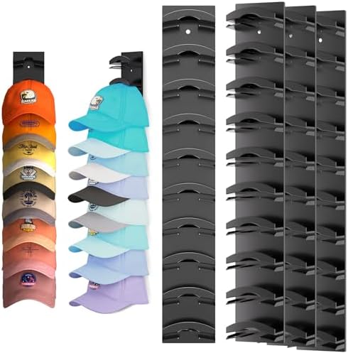 Hat Organizer for Baseball Caps 4Pack, Hat Rack for Wall by Houoisheck