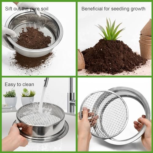 Soil Sieve Sifter Set Stainless Steel, Garden Sieve Set - Image 5