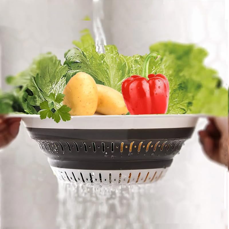 Collapsible Colander Set, Square Round Triangles Silicone Kitchen Strainer - Image 3