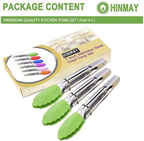 HINMAY 7" Mini Tongs with Silicone Tips - Image 3