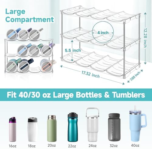 Stackable Water Bottle Organizer Large Compartment Water Bottle Holder - Image 2