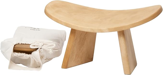 Meditation Bench IKUKO Original, Portable Version with Bag, Locally Handmade Wooden Kneeling Ergonomic Seiza Seat, Prana Yoga - 2 Colors, 3 Height Sizes