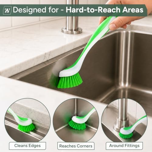 Zuvo Dish Brush Set of 3 with Suction Cup – Dish Scrubber & Cleaning Brush - Image 5