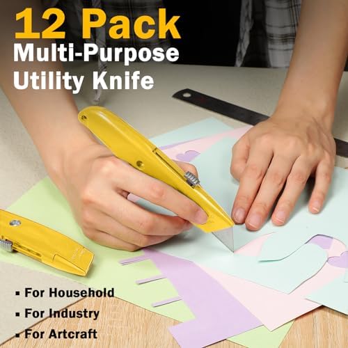 Lasnten 12 Pcs Box Cutter Utility Knife Retractable Bulk - Image 5