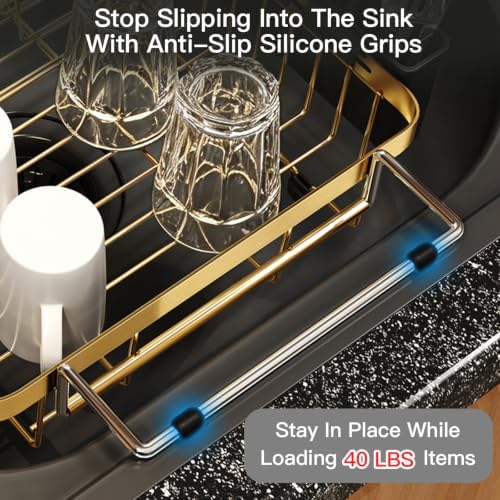 MAJALiS Gold Expandable Dish Drying Rack Over Sink - Image 6