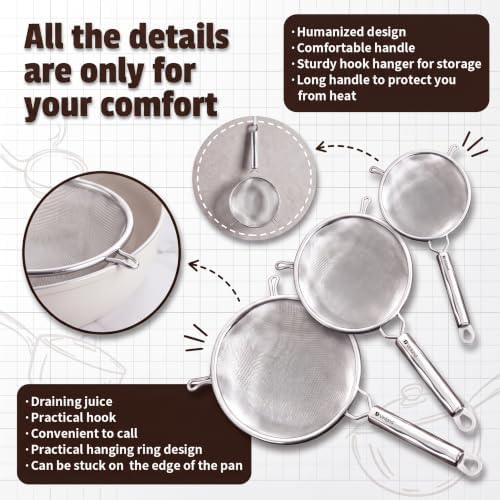 Double-Layer Fine Mesh Strainer, 4.7 Inch Stainless Steel Double Ear Sieve - Image 5