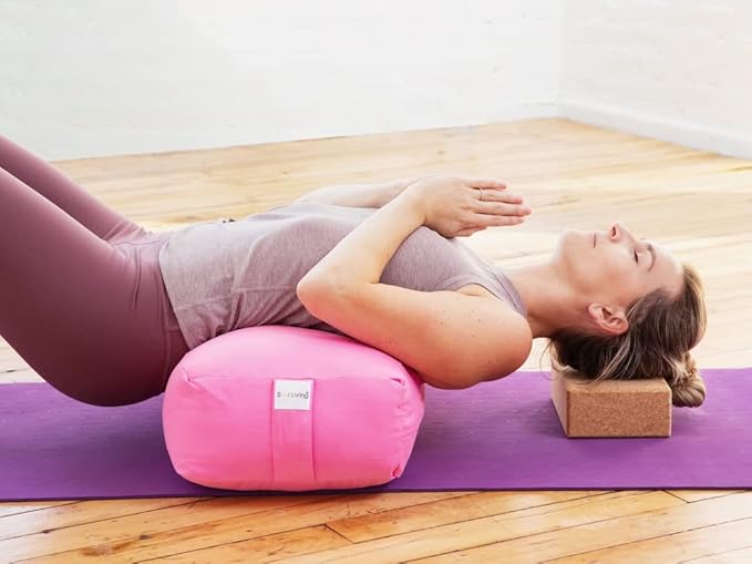 Sol Living Yoga Bolster Pillow Rectangular Meditation Cushion Cotton Meditation Accessories for Restorative Yoga Meditation Pillow Yoga Pillow Firm Body Pillow Bolster Pillow for Legs Removable Cover