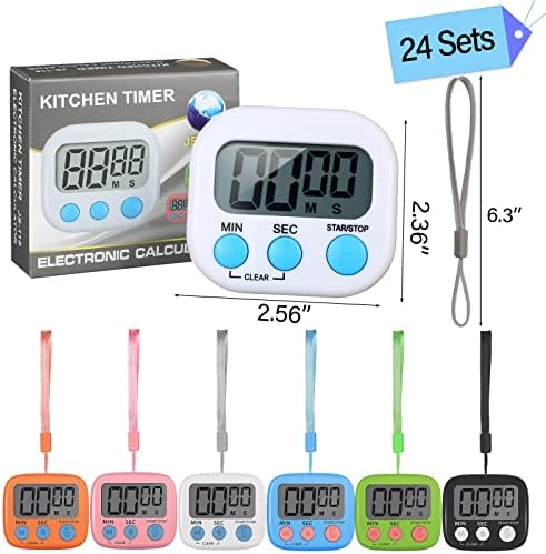 Weewooday 24 Pcs Digital Kitchen Timer Magnetic LCD Alarm - Image 2
