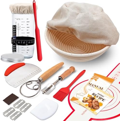 Complete Sourdough Starter Kit, Banneton Bread Proofing Basket by BANTBSKT