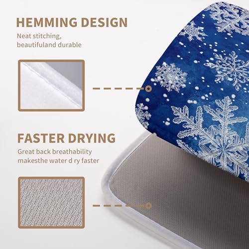 Winter Blue Snowflake Dish Drying Mat - Image 4