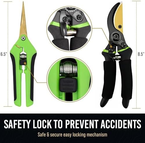 8.5" Professional Bypass Pruning Shears & Gardening Scissors Set - Image 5