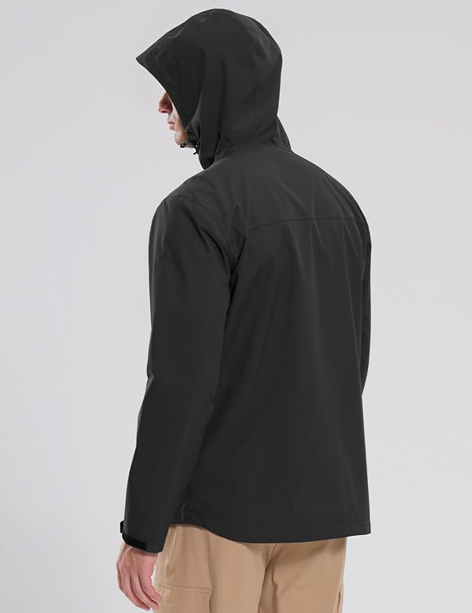 baleaf Men's Rain Jacket Waterproof Breathable Raincoat with Hood for Outdoor Hiking Traveling Cycling Windbreaker