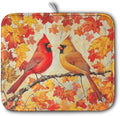 Fall Dish Drying Mats for Kitchen Counter Maple Leaf Cardinal Birds Dish by Kwlegh