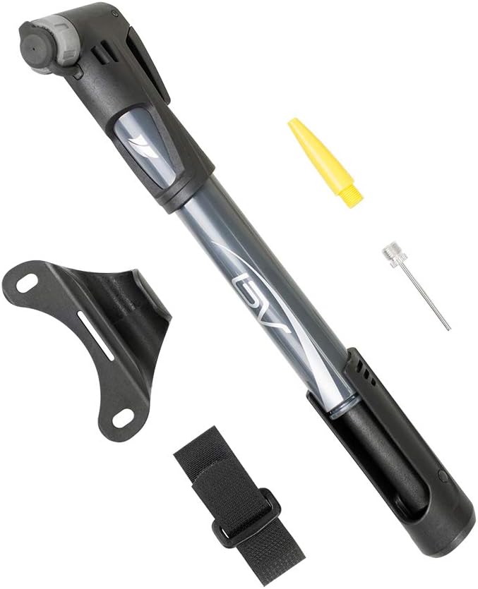 BV Mini Bike Pump Portable Frame Pump, Shock Pump for Bike Shock, Air Ball Pump Inflator with Ball Pump Needles, Mini Pump Fits Presta & Schrader- Smart Valve