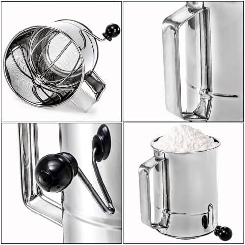 Pumtus 3 Pack Flour Sifter Set, 5 Cup Hand Crank Sifter - Image 3