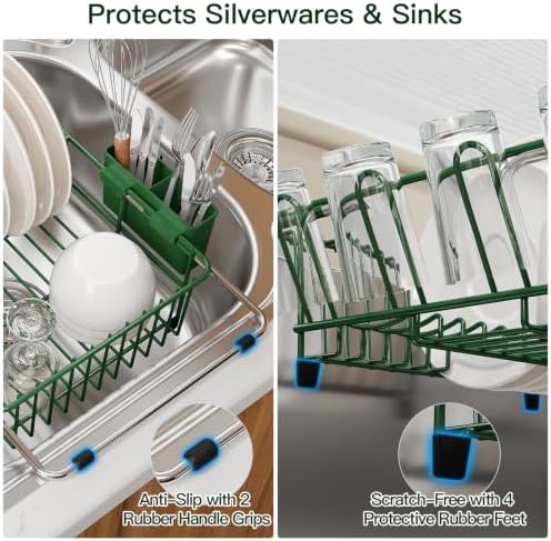 MAJALiS Green Expandable Dish Drying Rack Over Sink - Image 5